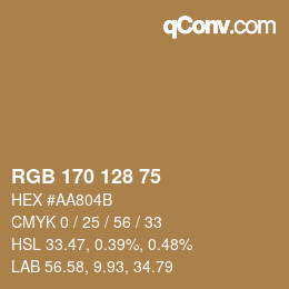 Código de color: RGB 170 128 75 | qconv.com