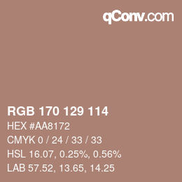 Color code: RGB 170 129 114 | qconv.com