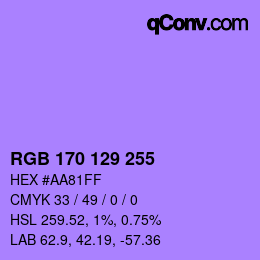 Color code: RGB 170 129 255 | qconv.com