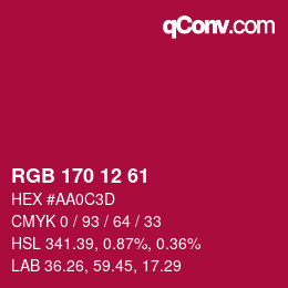 Color code: RGB 170 12 61 | qconv.com