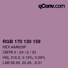 颜色代码: RGB 170 130 159 | qconv.com