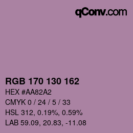 Color code: RGB 170 130 162 | qconv.com