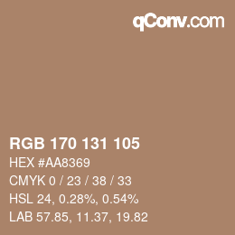 颜色代码: RGB 170 131 105 | qconv.com