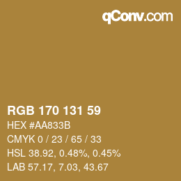 カラーコード: RGB 170 131 59 | qconv.com