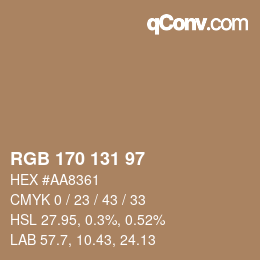 カラーコード: RGB 170 131 97 | qconv.com