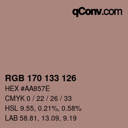 Farbcode: RGB 170 133 126 | qconv.com