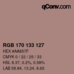 Farbcode: RGB 170 133 127 | qconv.com