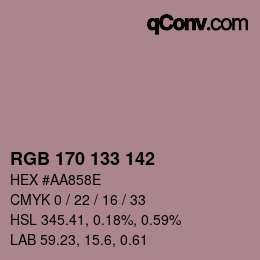 Color code: RGB 170 133 142 | qconv.com