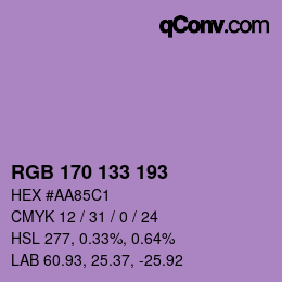 Farbcode: RGB 170 133 193 | qconv.com