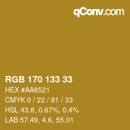 Color code: RGB 170 133 33 | qconv.com