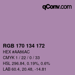 Color code: RGB 170 134 172 | qconv.com