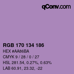 Color code: RGB 170 134 186 | qconv.com