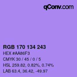 Color code: RGB 170 134 243 | qconv.com