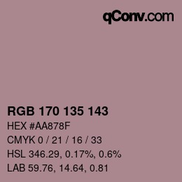 Color code: RGB 170 135 143 | qconv.com