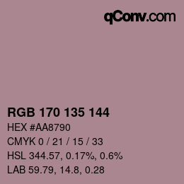 Color code: RGB 170 135 144 | qconv.com