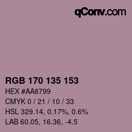 Color code: RGB 170 135 153 | qconv.com