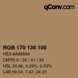 Color code: RGB 170 136 100 | qconv.com