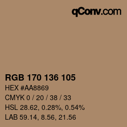 Color code: RGB 170 136 105 | qconv.com