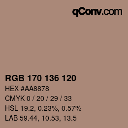 Color code: RGB 170 136 120 | qconv.com