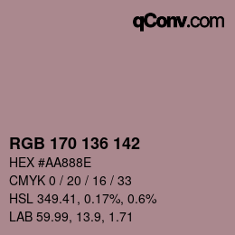 Color code: RGB 170 136 142 | qconv.com