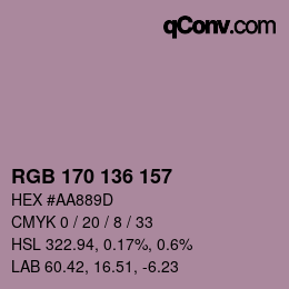 Color code: RGB 170 136 157 | qconv.com