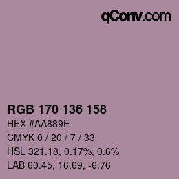 Color code: RGB 170 136 158 | qconv.com