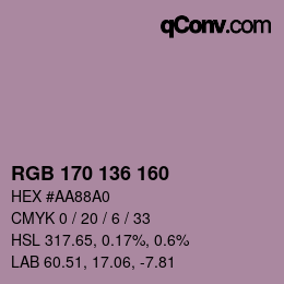 カラーコード: RGB 170 136 160 | qconv.com
