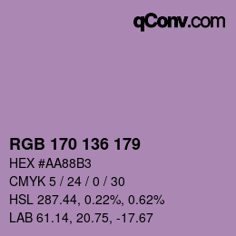 Color code: RGB 170 136 179 | qconv.com