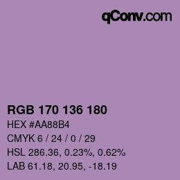 Color code: RGB 170 136 180 | qconv.com