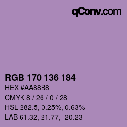 Color code: RGB 170 136 184 | qconv.com