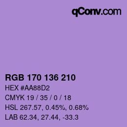 カラーコード: RGB 170 136 210 | qconv.com