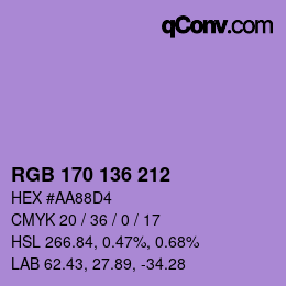 Color code: RGB 170 136 212 | qconv.com