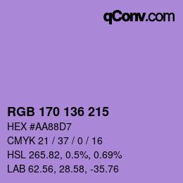 Color code: RGB 170 136 215 | qconv.com