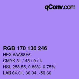 Color code: RGB 170 136 246 | qconv.com