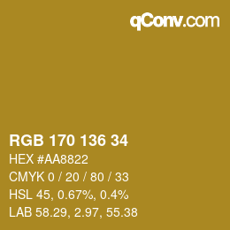 Color code: RGB 170 136 34 | qconv.com