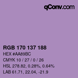 カラーコード: RGB 170 137 188 | qconv.com