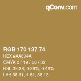 Farbcode: RGB 170 137 74 | qconv.com
