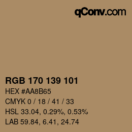 颜色代码: RGB 170 139 101 | qconv.com