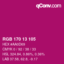 Color code: RGB 170 13 105 | qconv.com