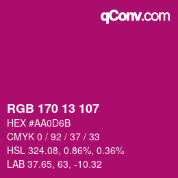 Color code: RGB 170 13 107 | qconv.com