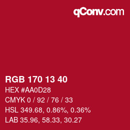 Color code: RGB 170 13 40 | qconv.com
