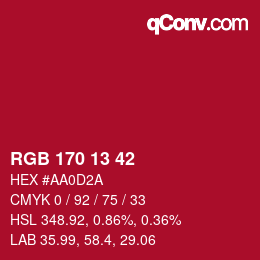 Color code: RGB 170 13 42 | qconv.com