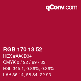 Color code: RGB 170 13 52 | qconv.com