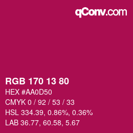 Color code: RGB 170 13 80 | qconv.com