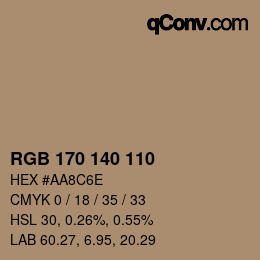 Código de color: RGB 170 140 110 | qconv.com