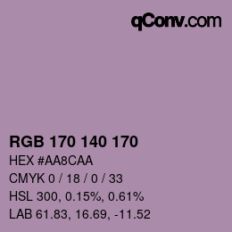 Color code: RGB 170 140 170 | qconv.com