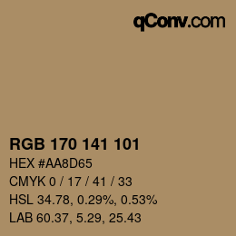 Color code: RGB 170 141 101 | qconv.com
