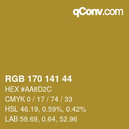 颜色代码: RGB 170 141 44 | qconv.com