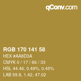 Farbcode: RGB 170 141 58 | qconv.com