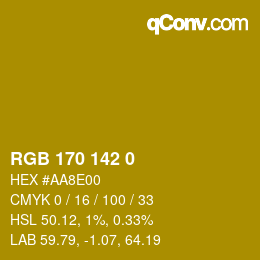 Color code: RGB 170 142 0 | qconv.com